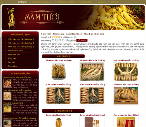 Sâm tươi – Nhân sâm – Sâm Hàn Quốc – Mua bán nhân sâm – Giới thiệu website mới
