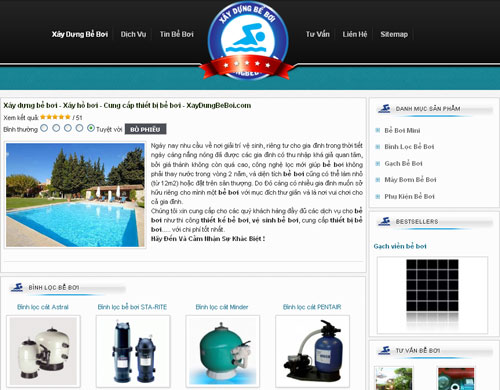 Xây dựng bể bơi – Xây hồ bơi – Cung cấp thiết bị bể bơi – XayDungBeBoi.com – Giới thiệu website mới